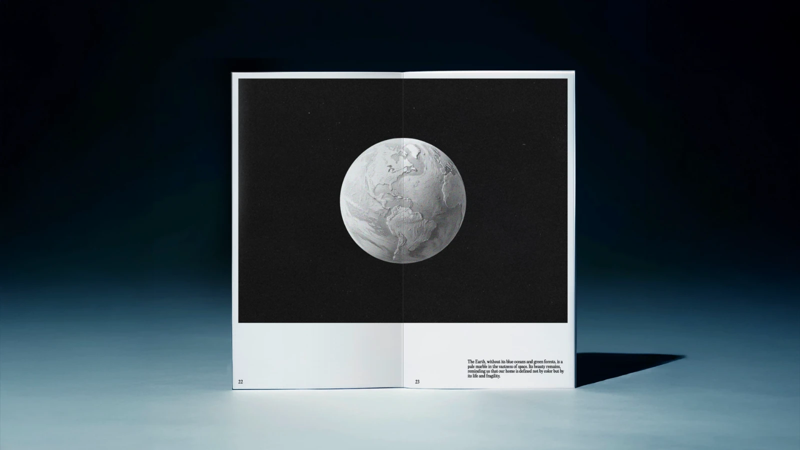 Newspaper image of the earth from space in white