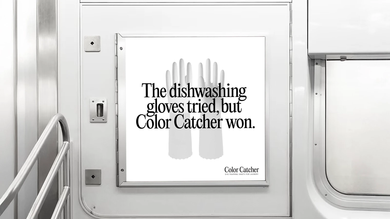 Subway advert with white dishwashing gloves