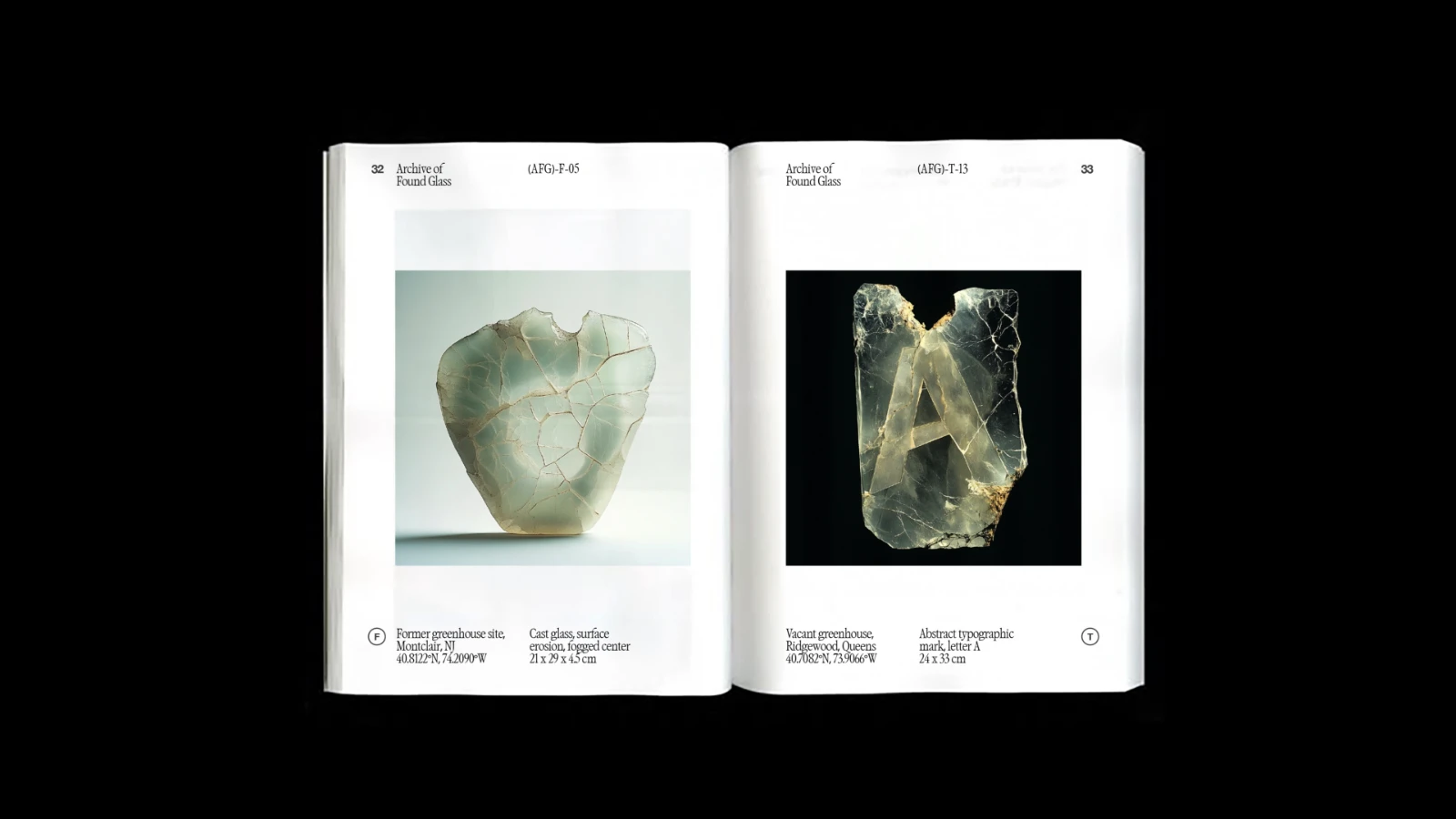 Book spread showing 2 exhibits