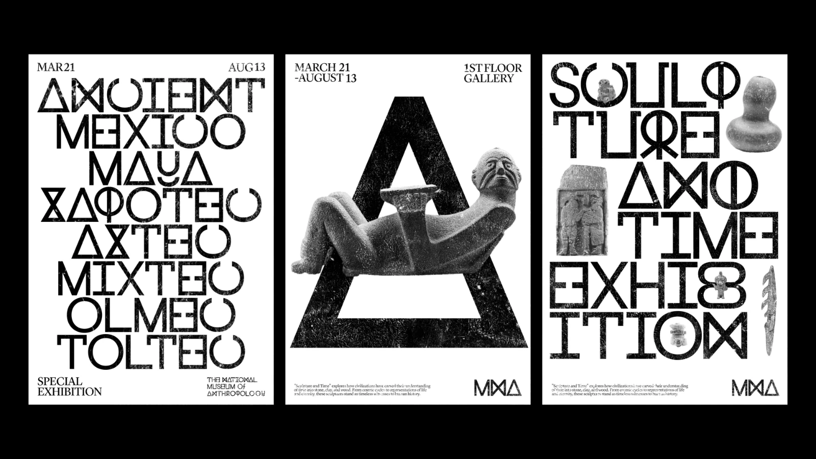 3 exhibition billboards on black background