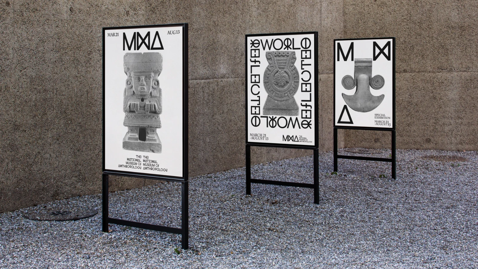 3 exhibition posters in perspective