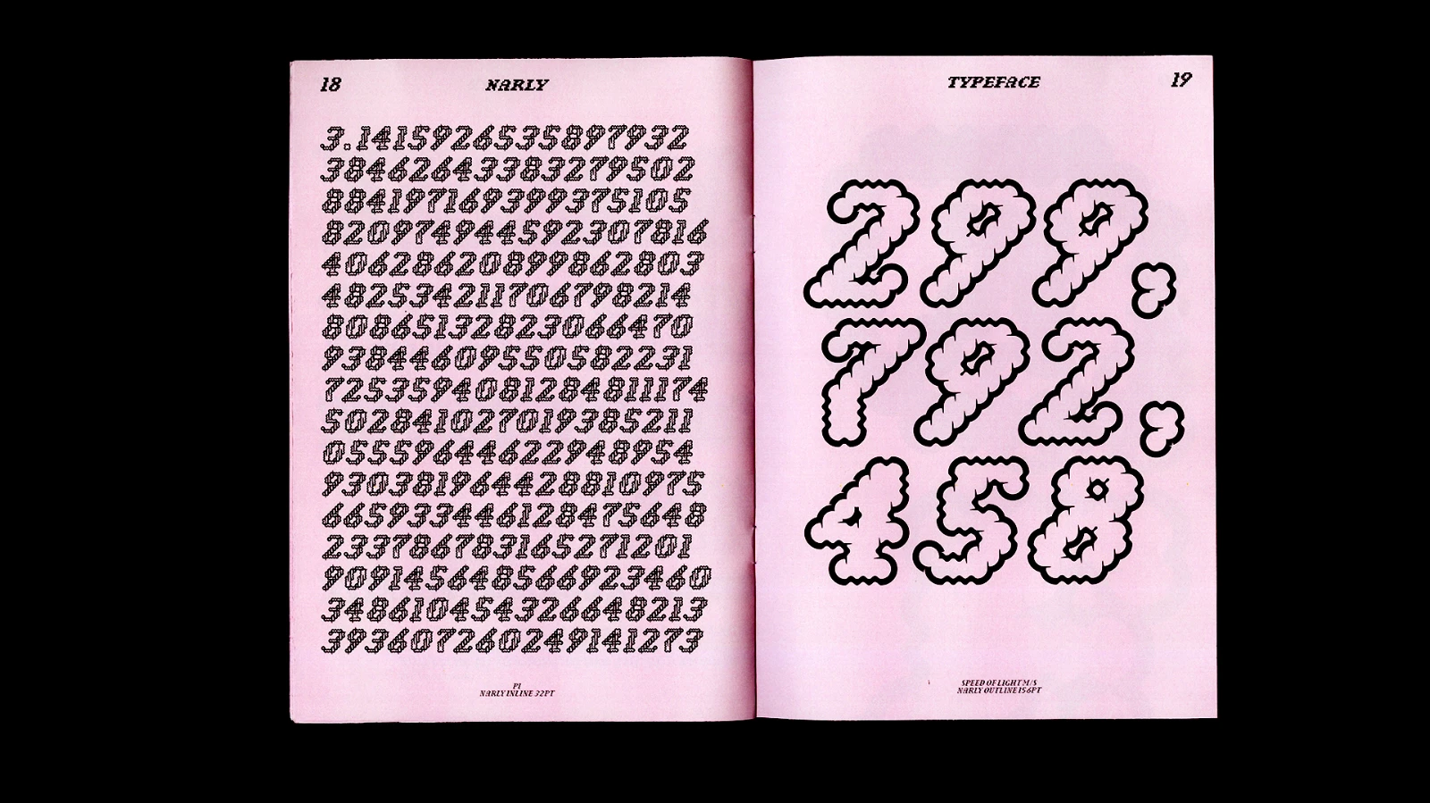 Typeface example on pink color page
