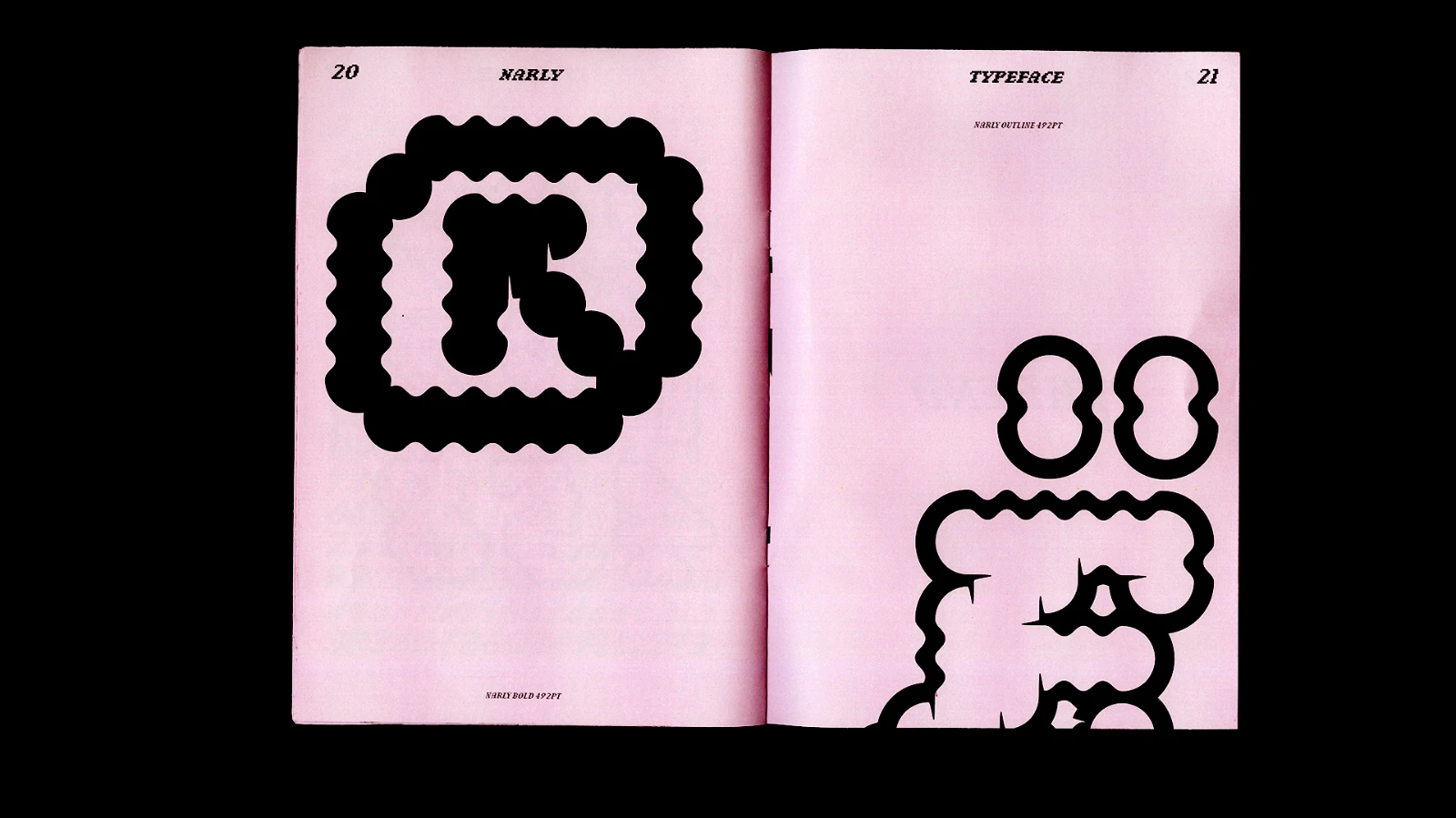 Typeface example on pink color page