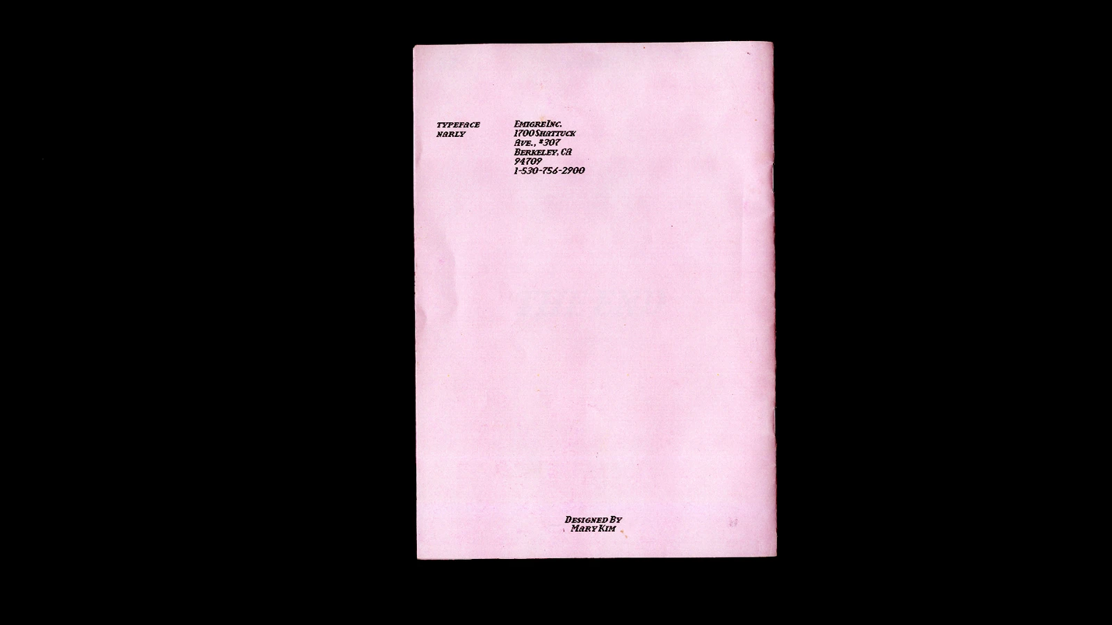 Typeface example on pink color page