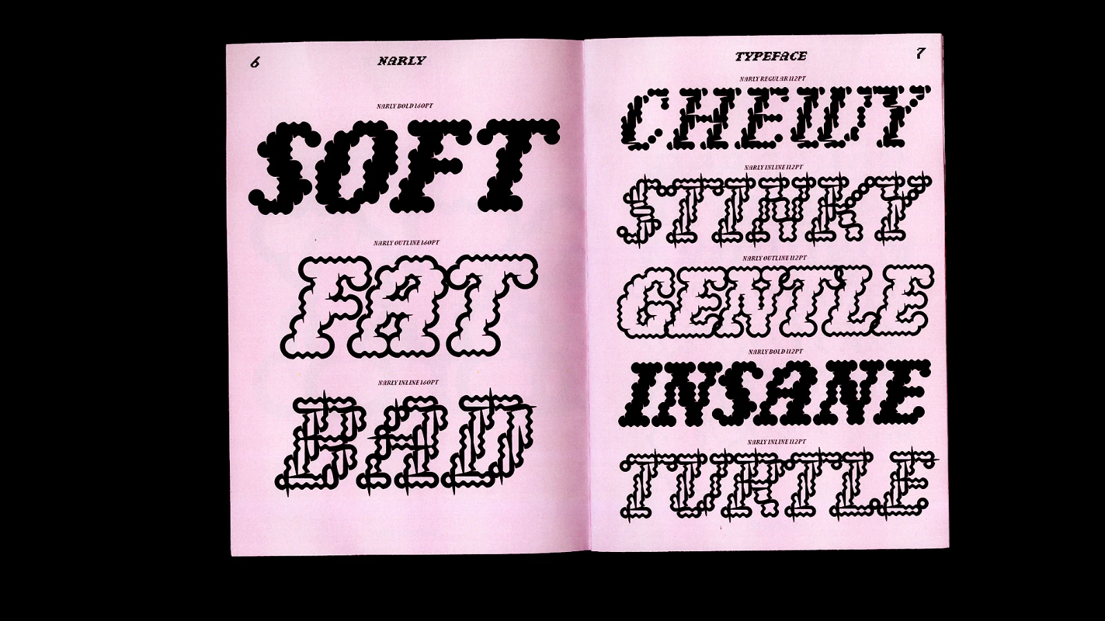 Typeface example on pink color page