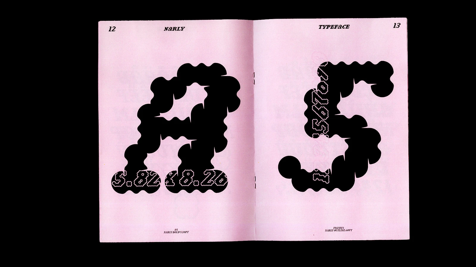 Typeface example on pink color page