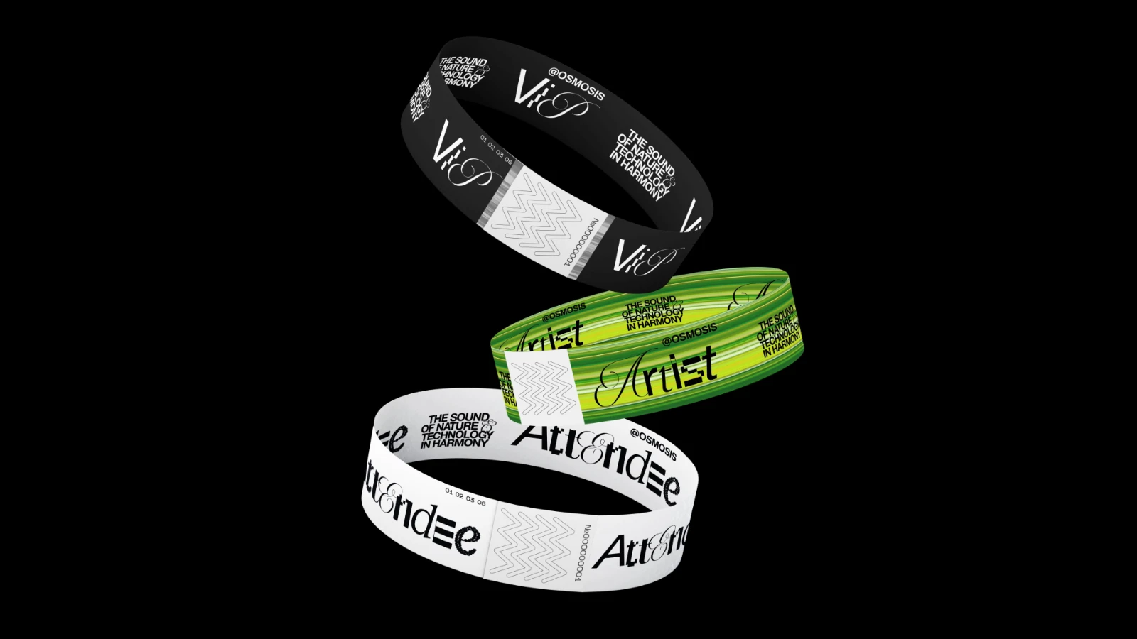 3 admission wrist bands